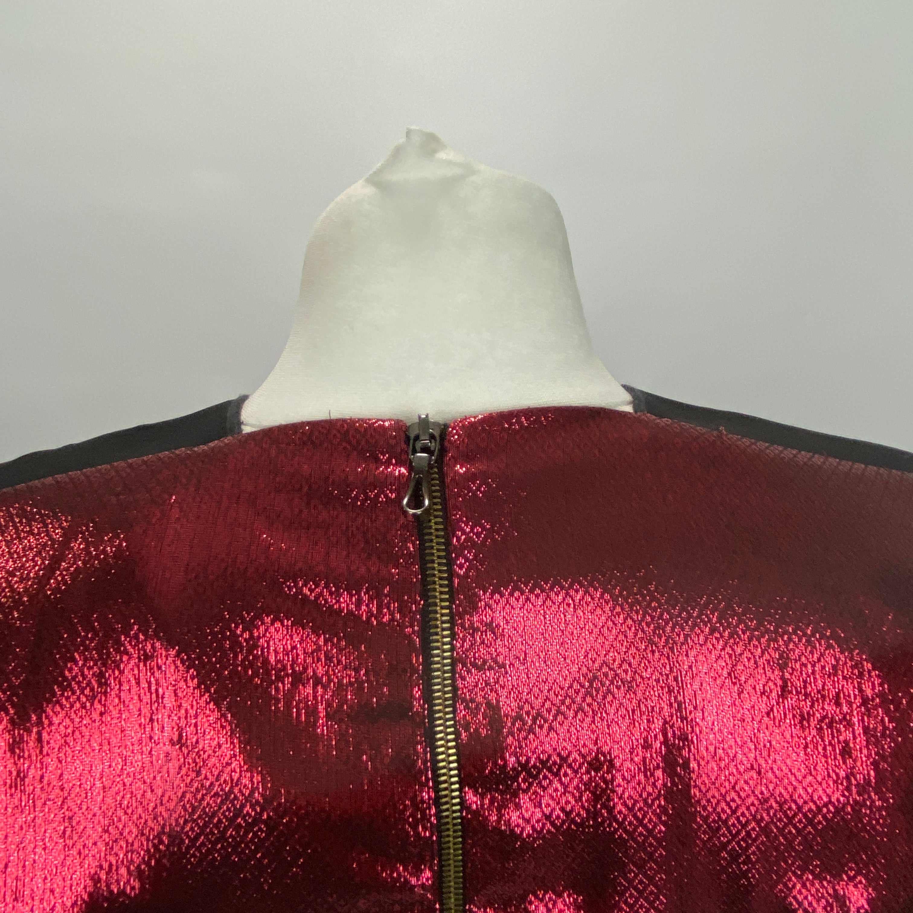 Roland Mouret Ruby Red Lame Jacquard Gown XS