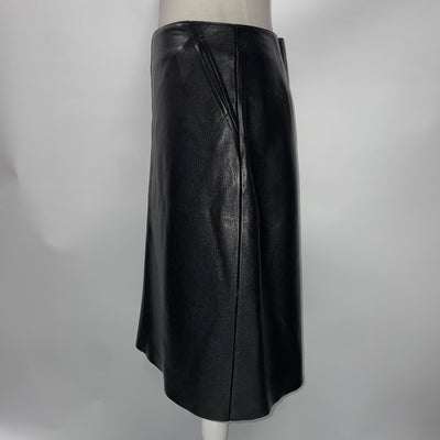 Margaret Howell Black Thick Leather Midi Skirt S