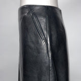 Margaret Howell Black Thick Leather Midi Skirt S