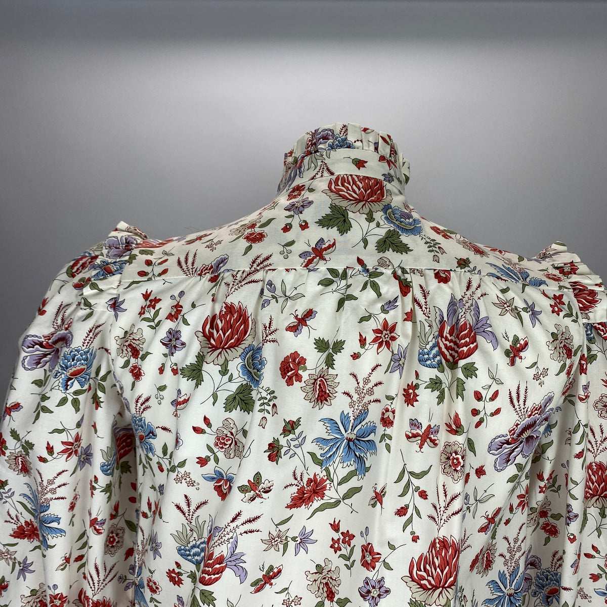 Anna Mason New Ivory Floral Cotton Victorian Blouse XS