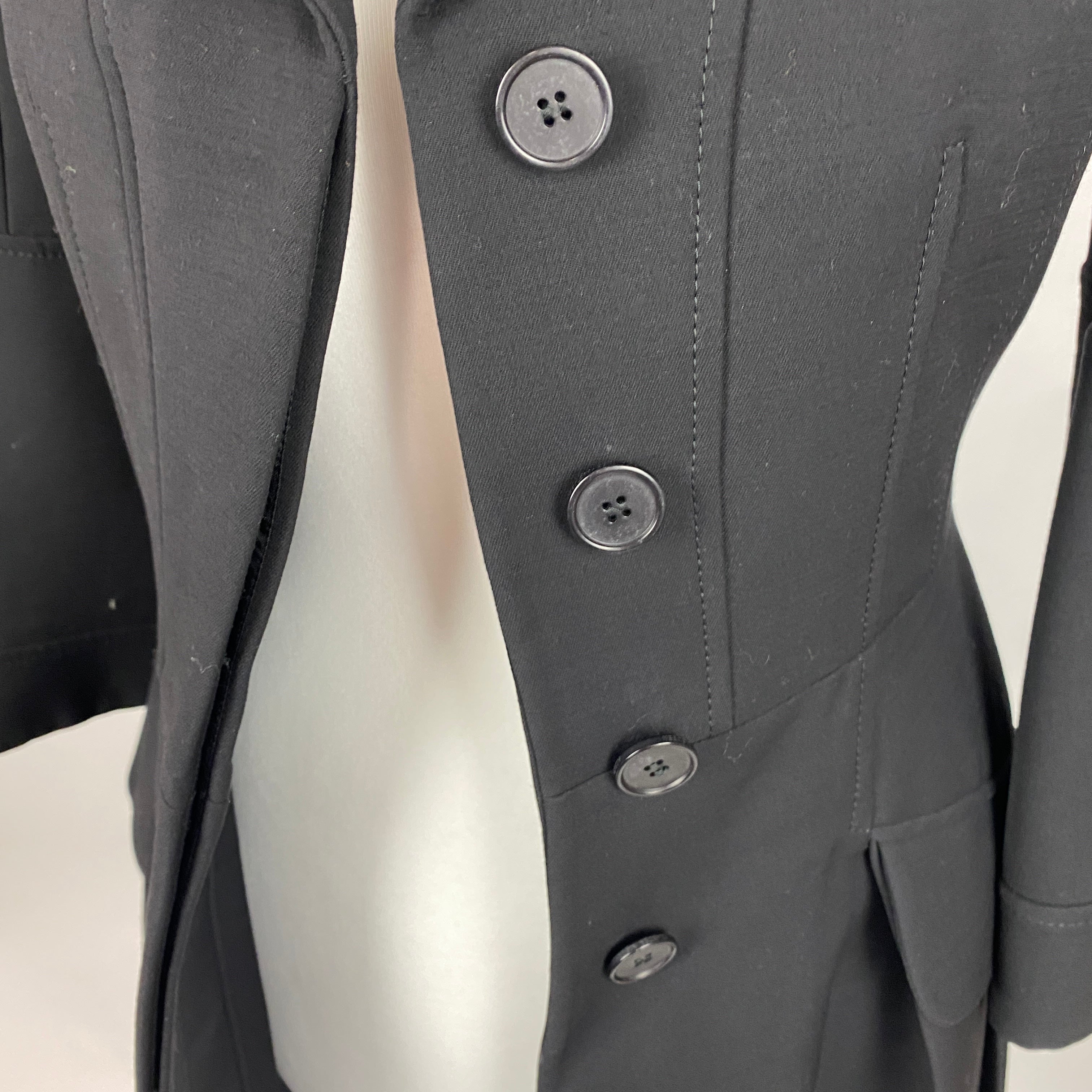 Alexander McQueen Black Wool & Silk Frock Coat XXS