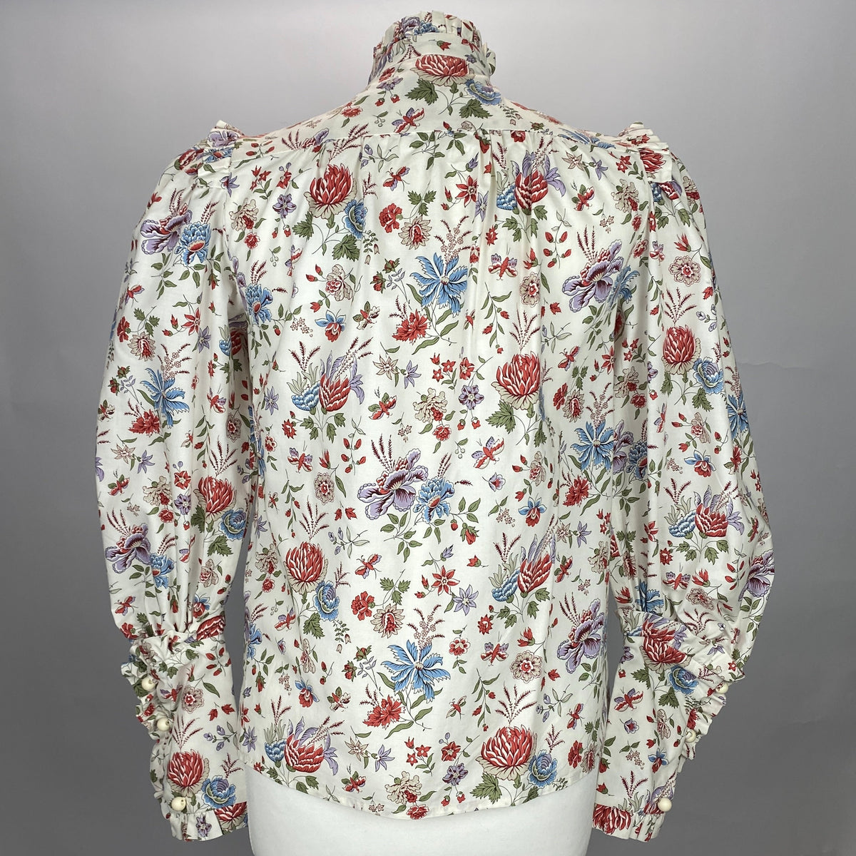 Anna Mason New Ivory Floral Cotton Victorian Blouse XS