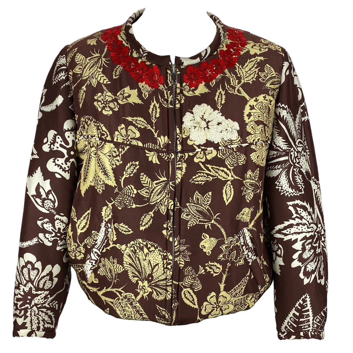 Isabel Marant Chocolate Printed Silk Malky Bomber Jacket S