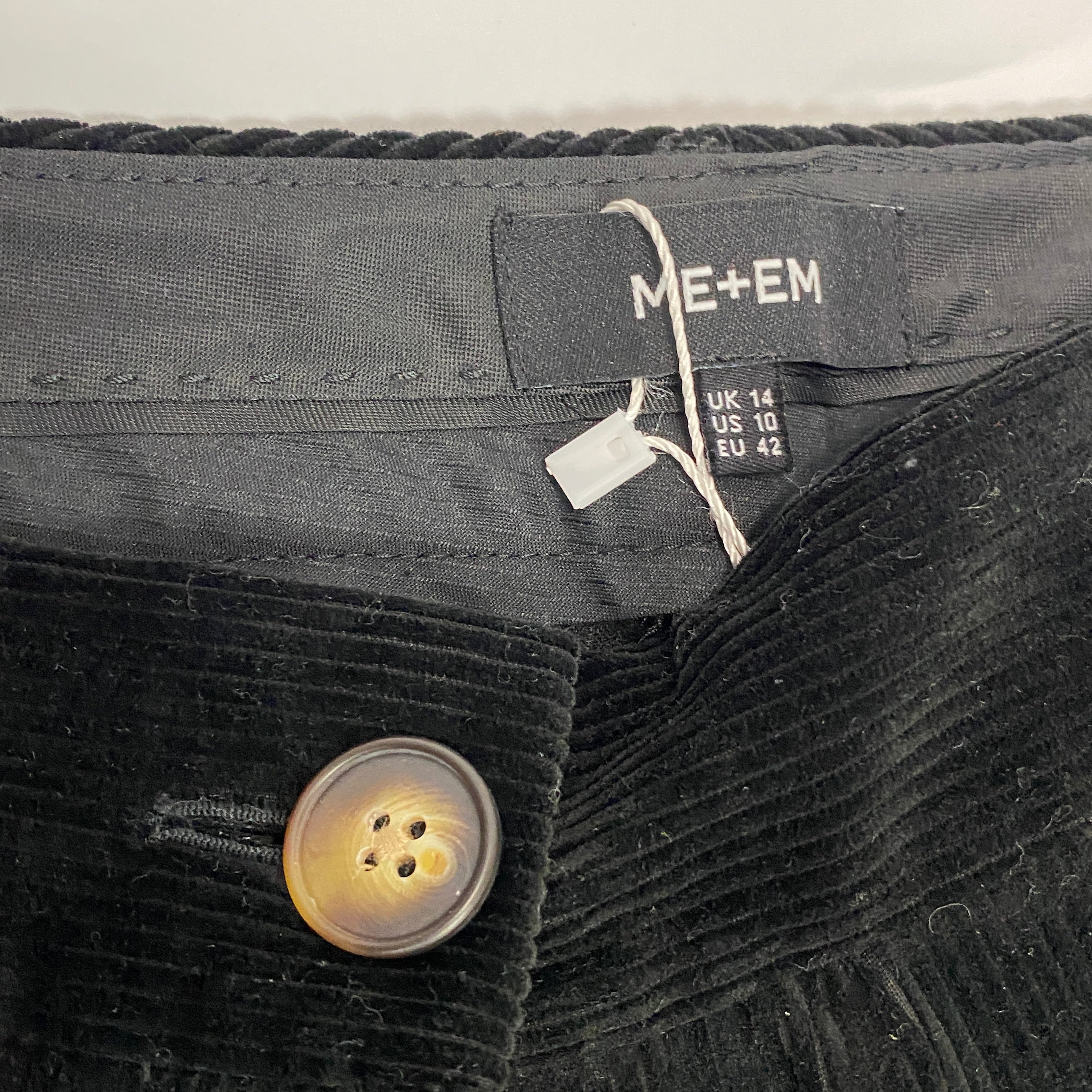 Me&Em Brand New Black Jumbo Corduroy Trousers L
