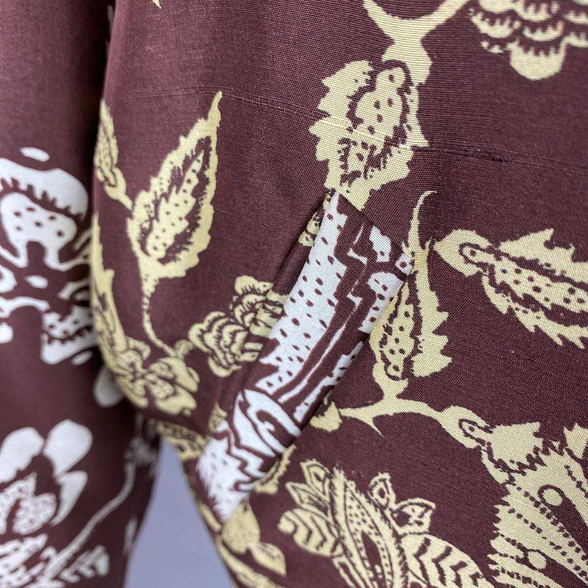 Isabel Marant Chocolate Printed Silk Malky Bomber Jacket S