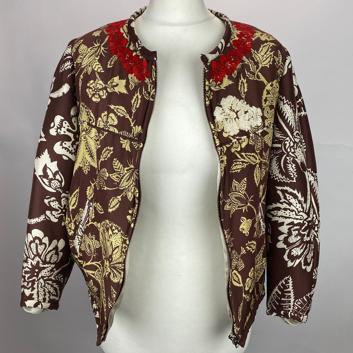 Isabel Marant Chocolate Printed Silk Malky Bomber Jacket S