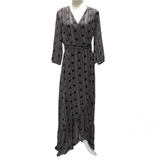 Ba&sh Black White & Red Print Wrap Maxi Dress S