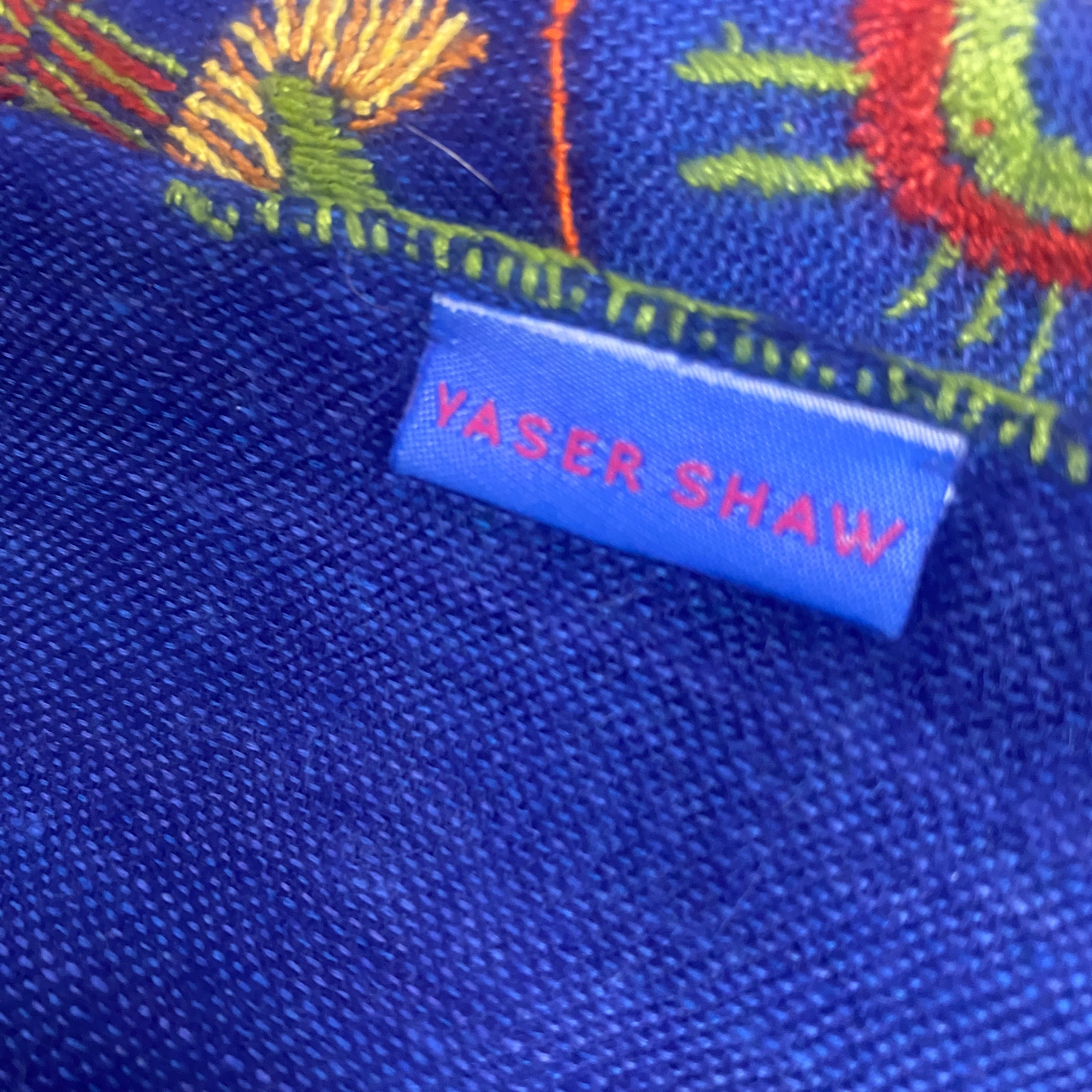 Yaser Shaw £1500 Indigo Animal Embroidered Cashmere Shawl