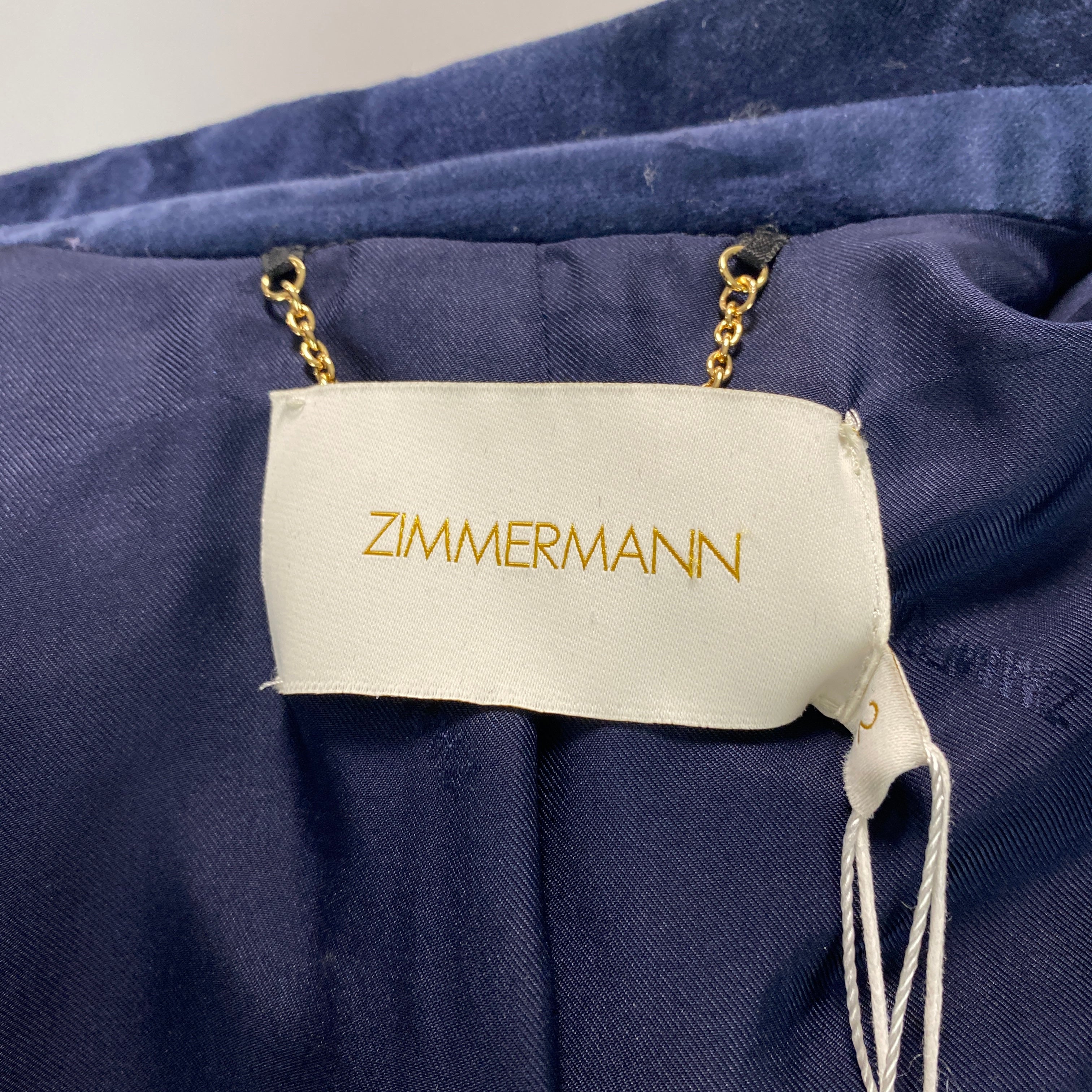 Zimmermann New £1300 Navy Velvet Glassy Blazer M