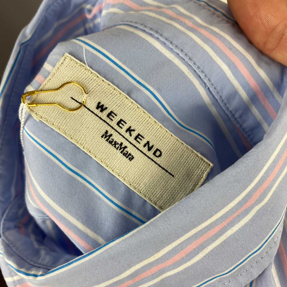 Weekend Max Mara Sky Blue Pinstripe Cotton Shirt S