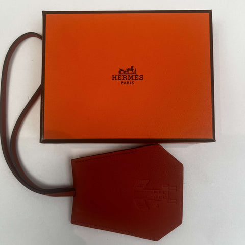 Hermes Brand New Orange Leather Clochette Key Fob