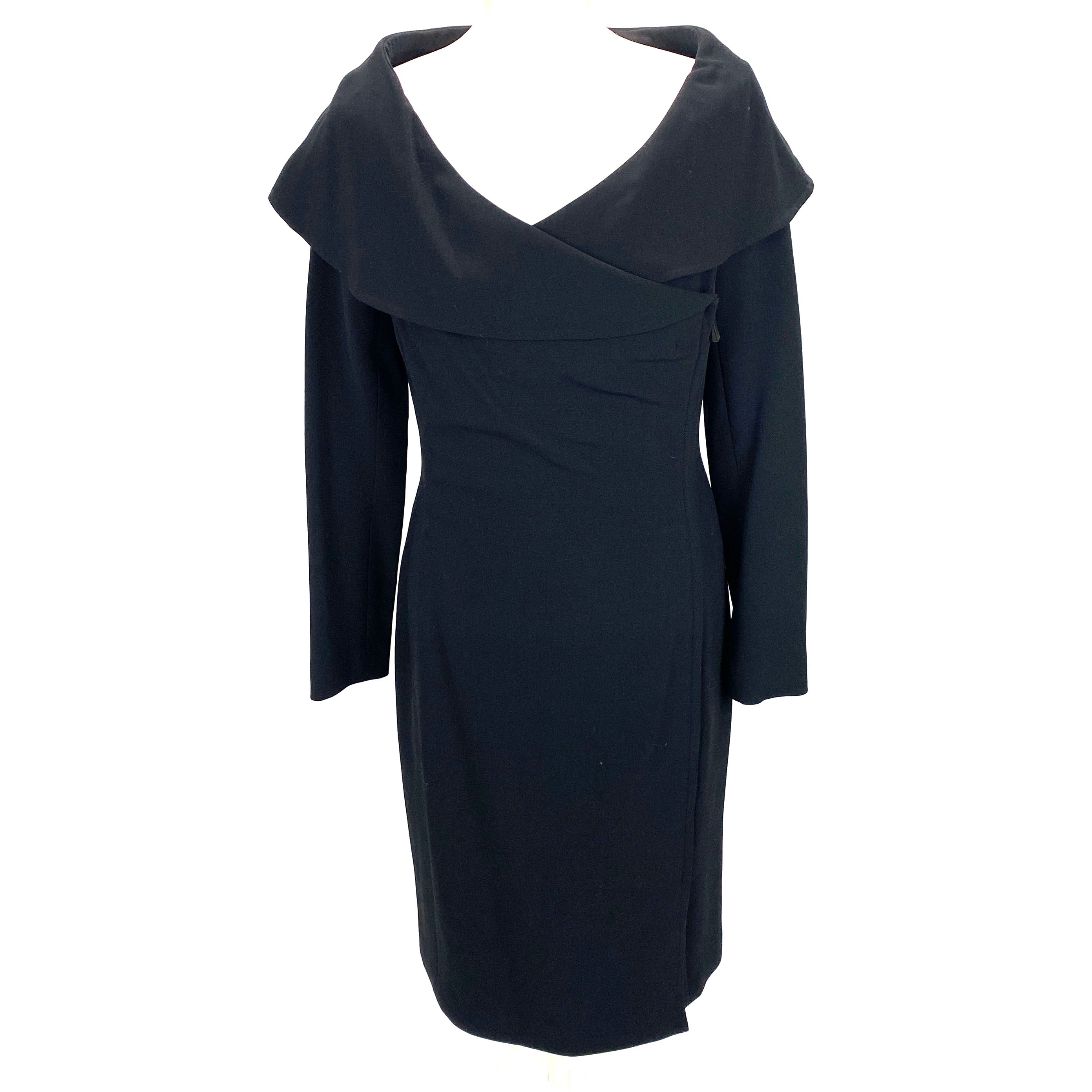 Ralph Lauren £2000 Black Wool & Silk Tuxedo Dress S