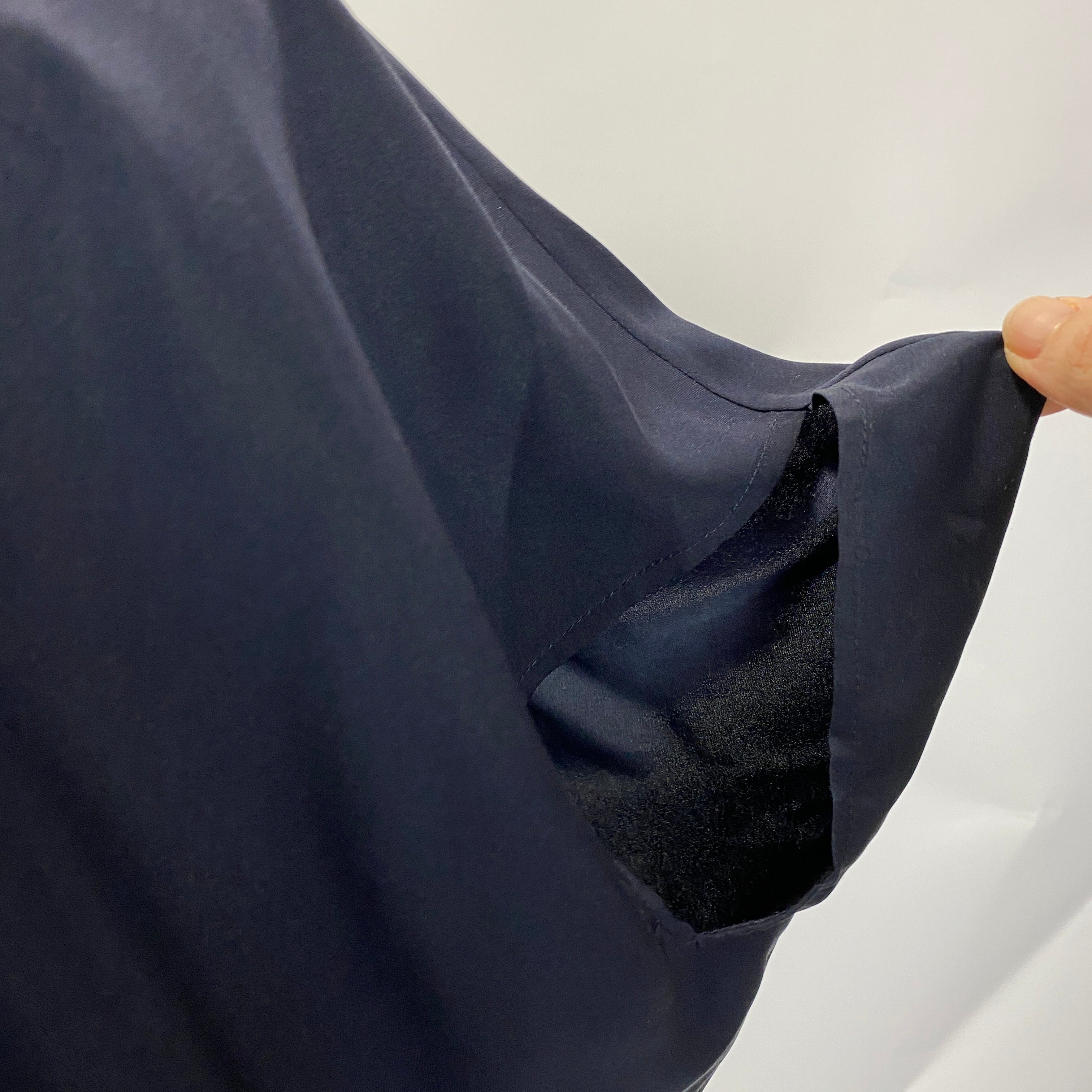 Zero + Maria Cornejo £492 Navy Stretch Silk Collarless Shirt XS