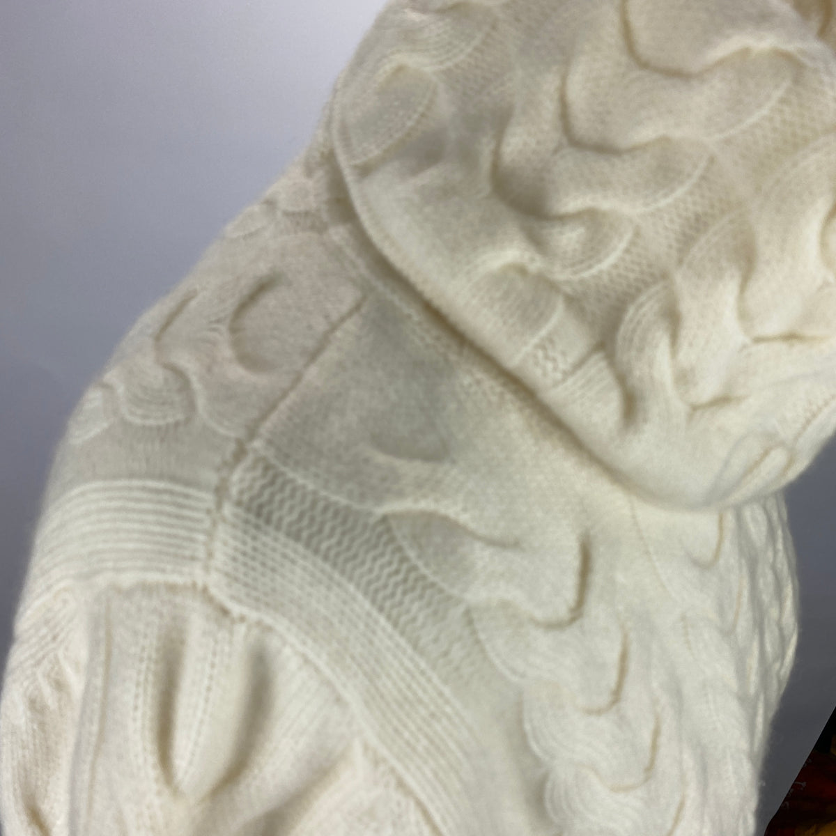 N Peal New £345 Cream Cable Knit Cashmere Turtleneck Sweater M