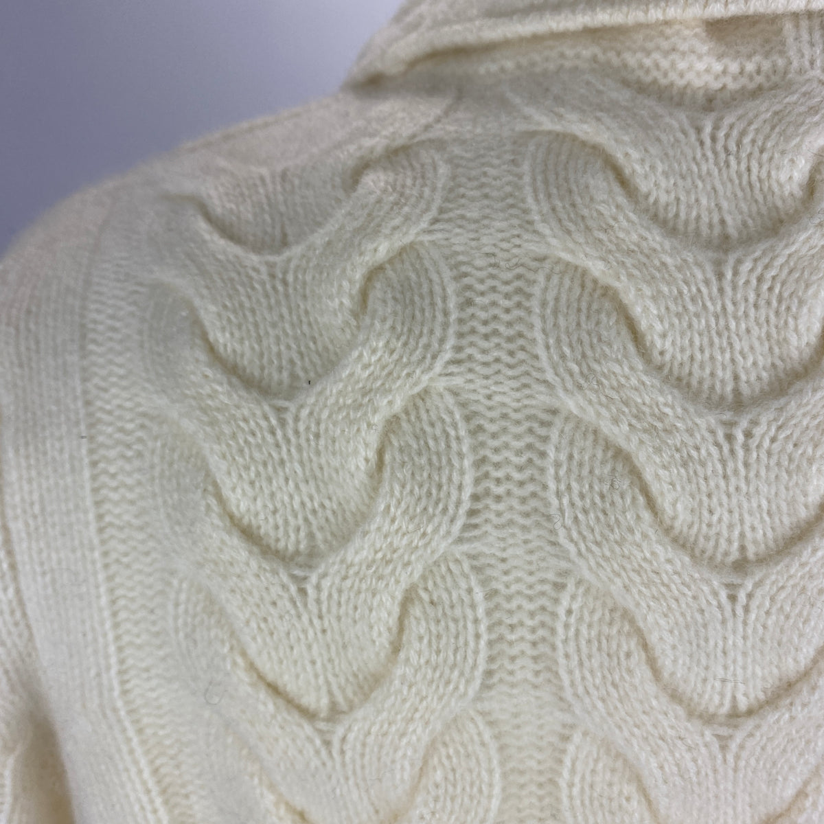 N Peal New £345 Cream Cable Knit Cashmere Turtleneck Sweater M