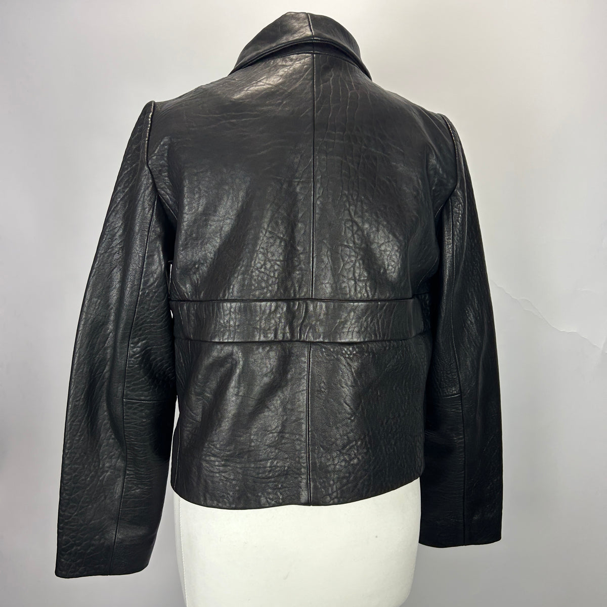 Ba&Sh New £420 Black Textured Leather Crop Morfeo Jacket S-M