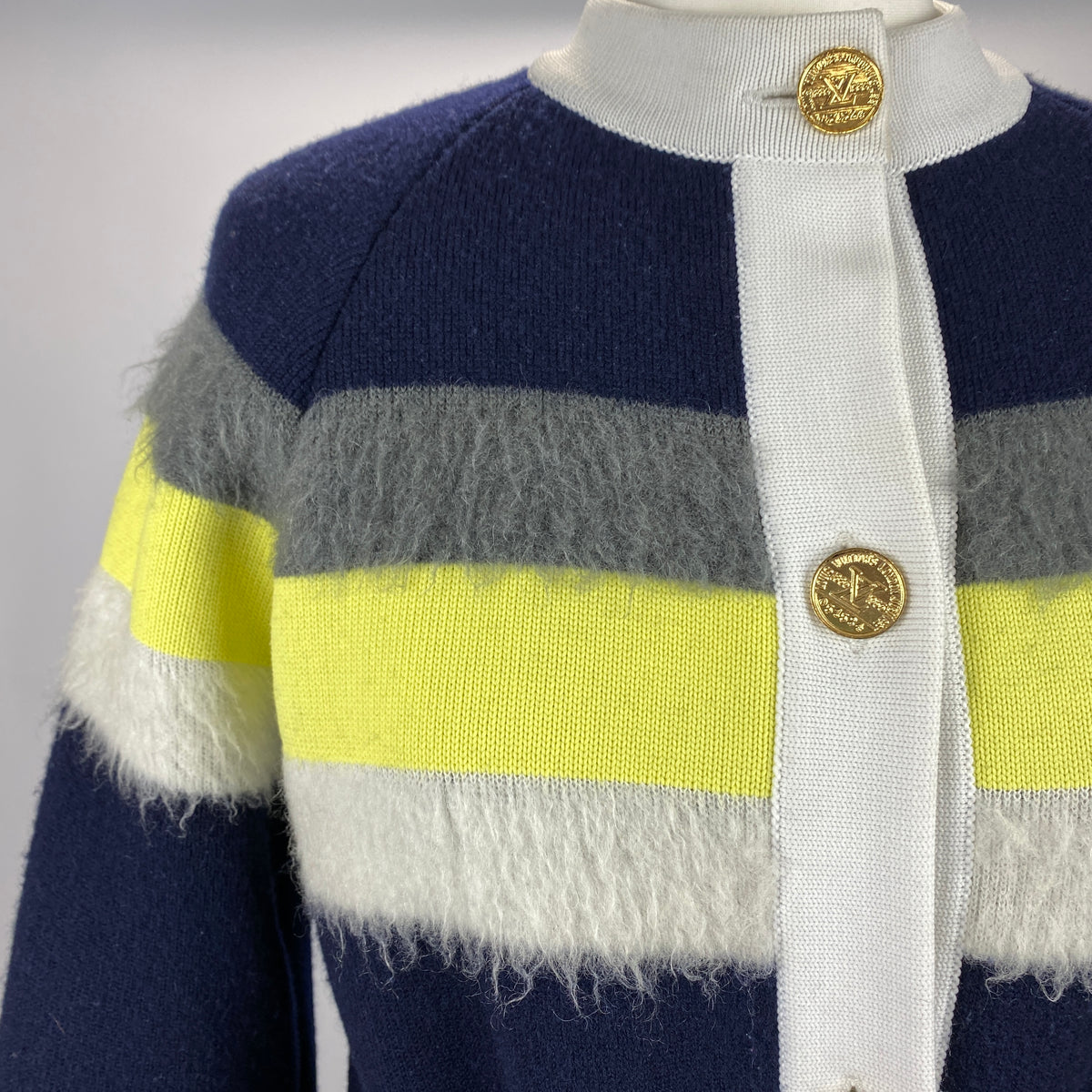 Louis Vuitton Navy Thick Knit Cashmere Mix Coat S