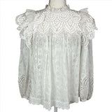 Ulla Johnson Ecru Broderie Anglaise Ruffle Top S