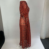 Preen Blood Orange Snakeskin Silk Maxi Dress M