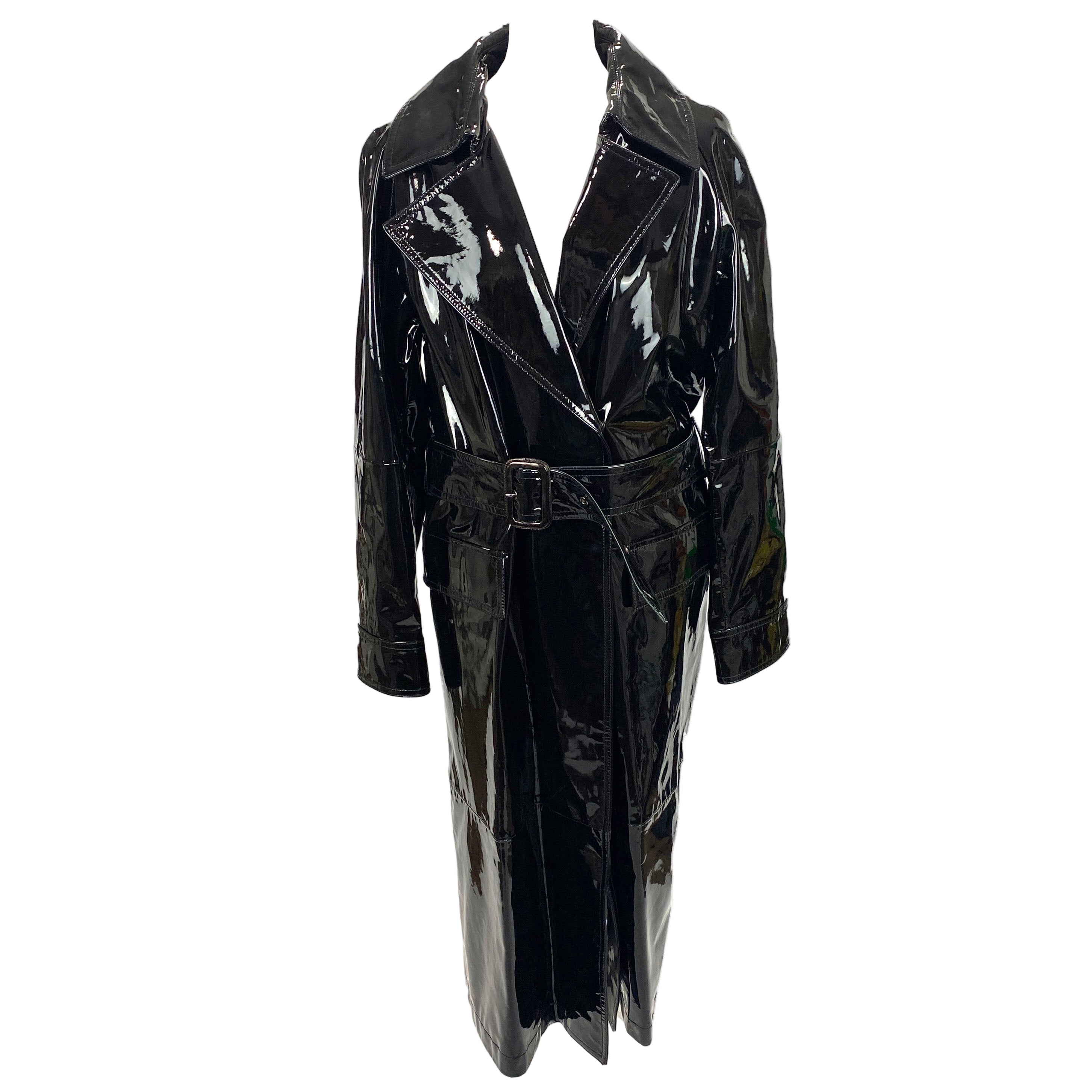Tom Ford New £6000 Black Patent Leather Trench Coat XS