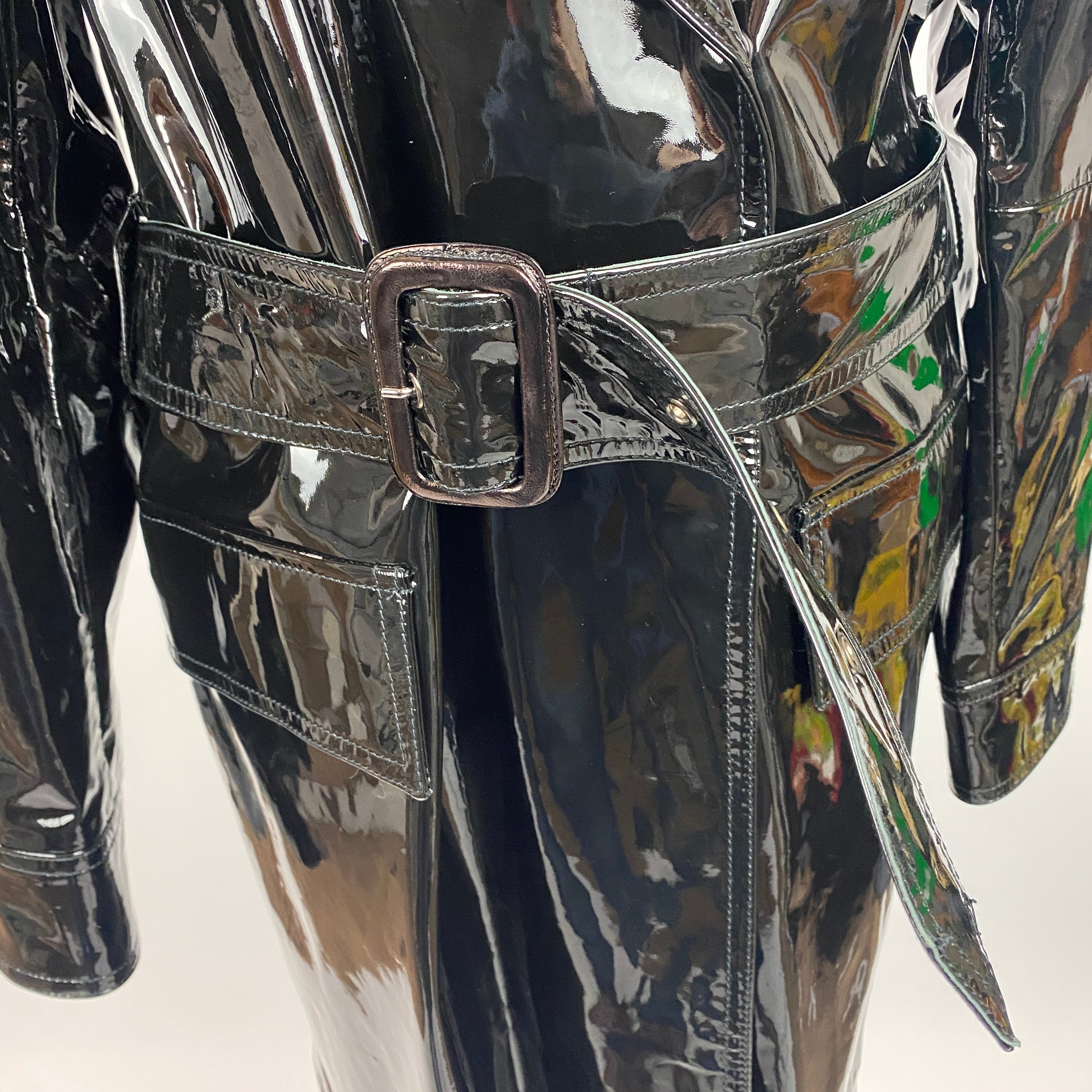 Tom Ford New £6000 Black Patent Leather Trench Coat XS