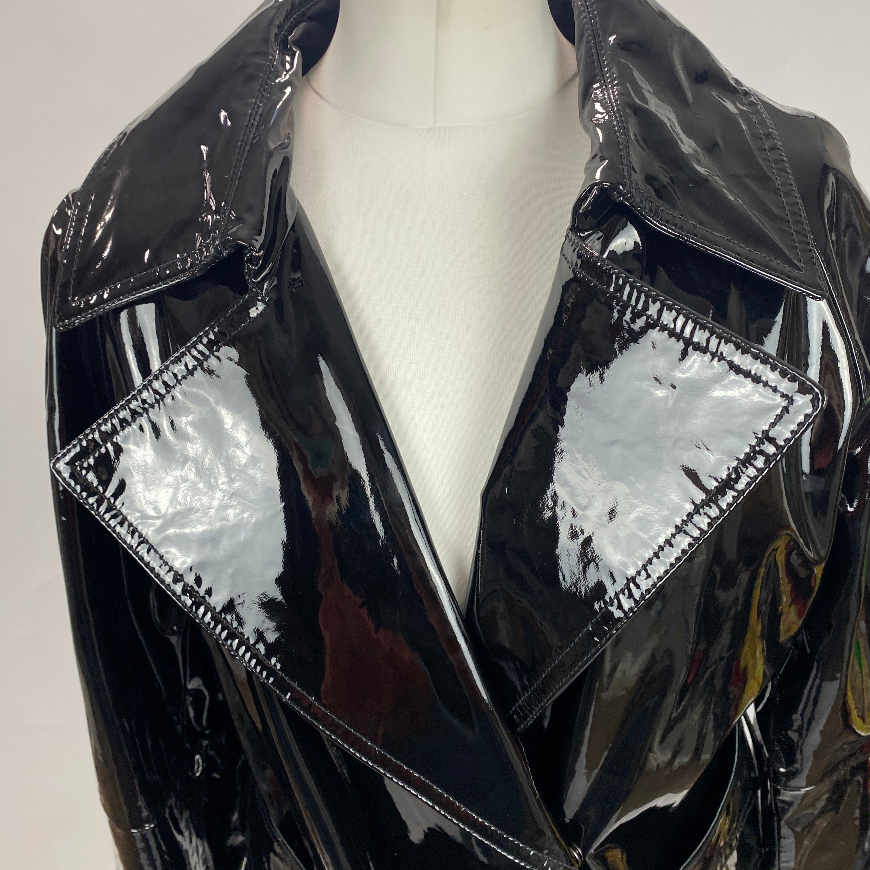 Tom Ford New £6000 Black Patent Leather Trench Coat XS