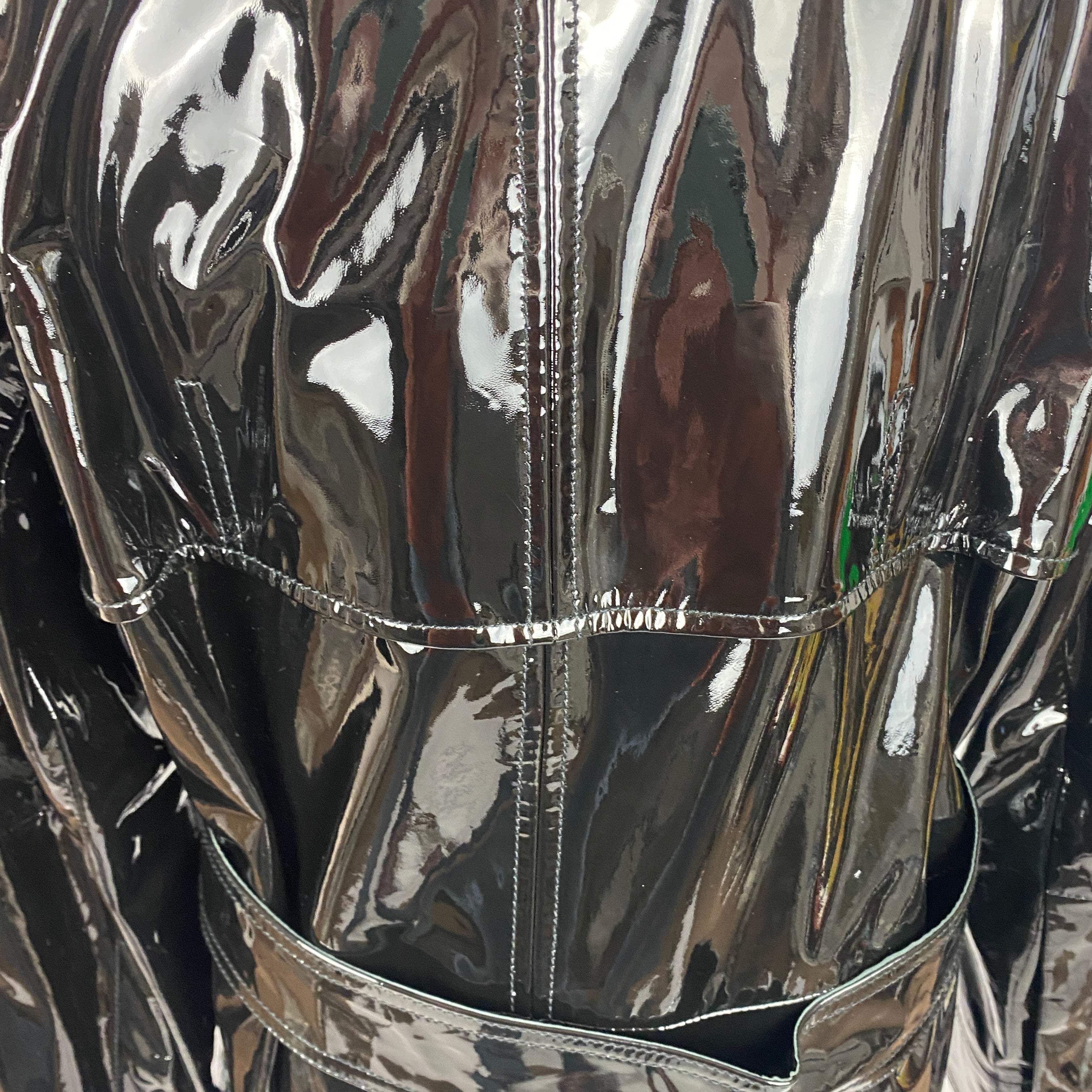 Tom Ford New £6000 Black Patent Leather Trench Coat XS