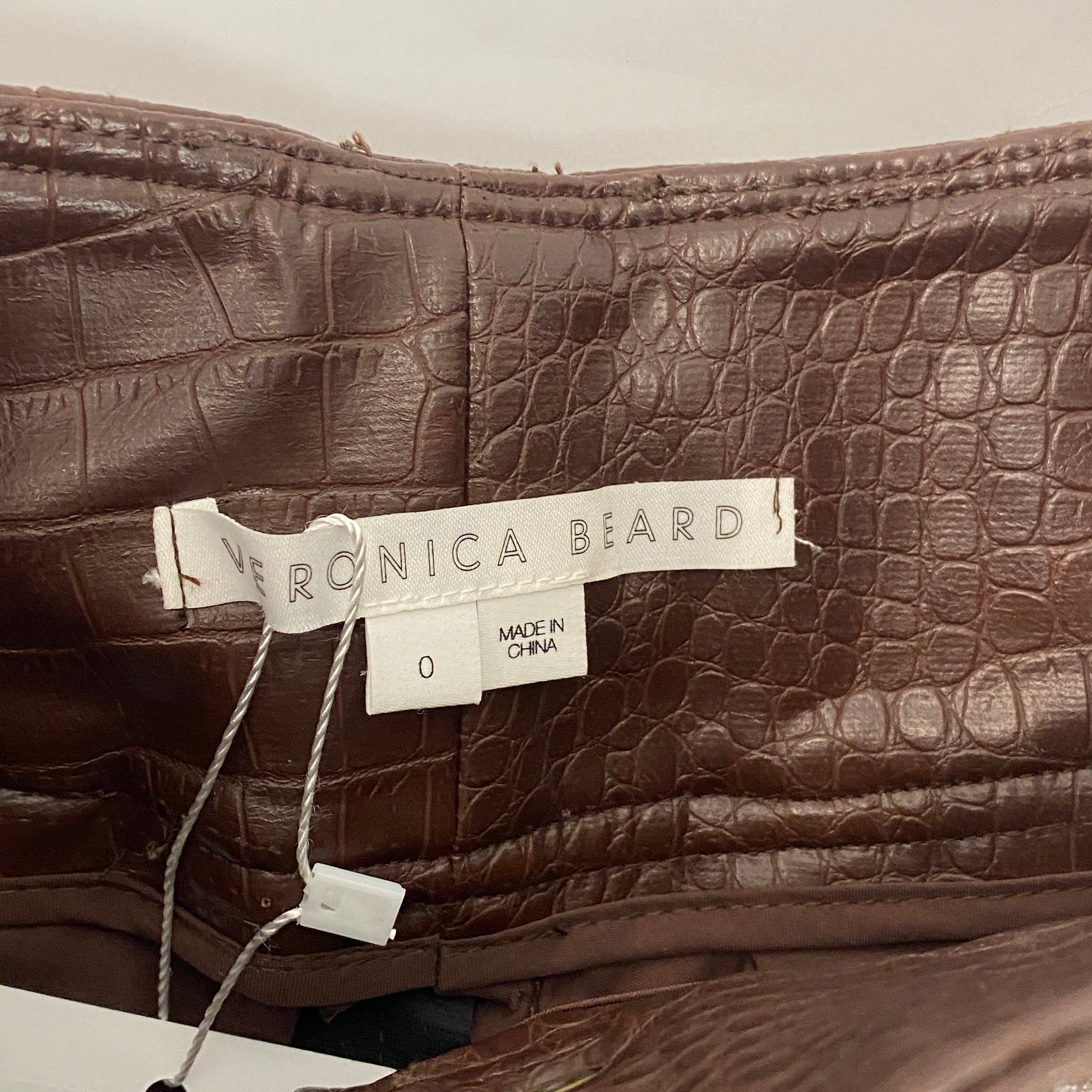 Veronica Beard New Brown Mock Croc Faux Leather Pants XXS