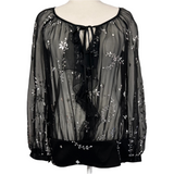 Temperley London Black Silk Chiffon & Silver Blouse S