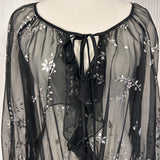 Temperley London Black Silk Chiffon & Silver Blouse S