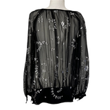 Temperley London Black Silk Chiffon & Silver Blouse S