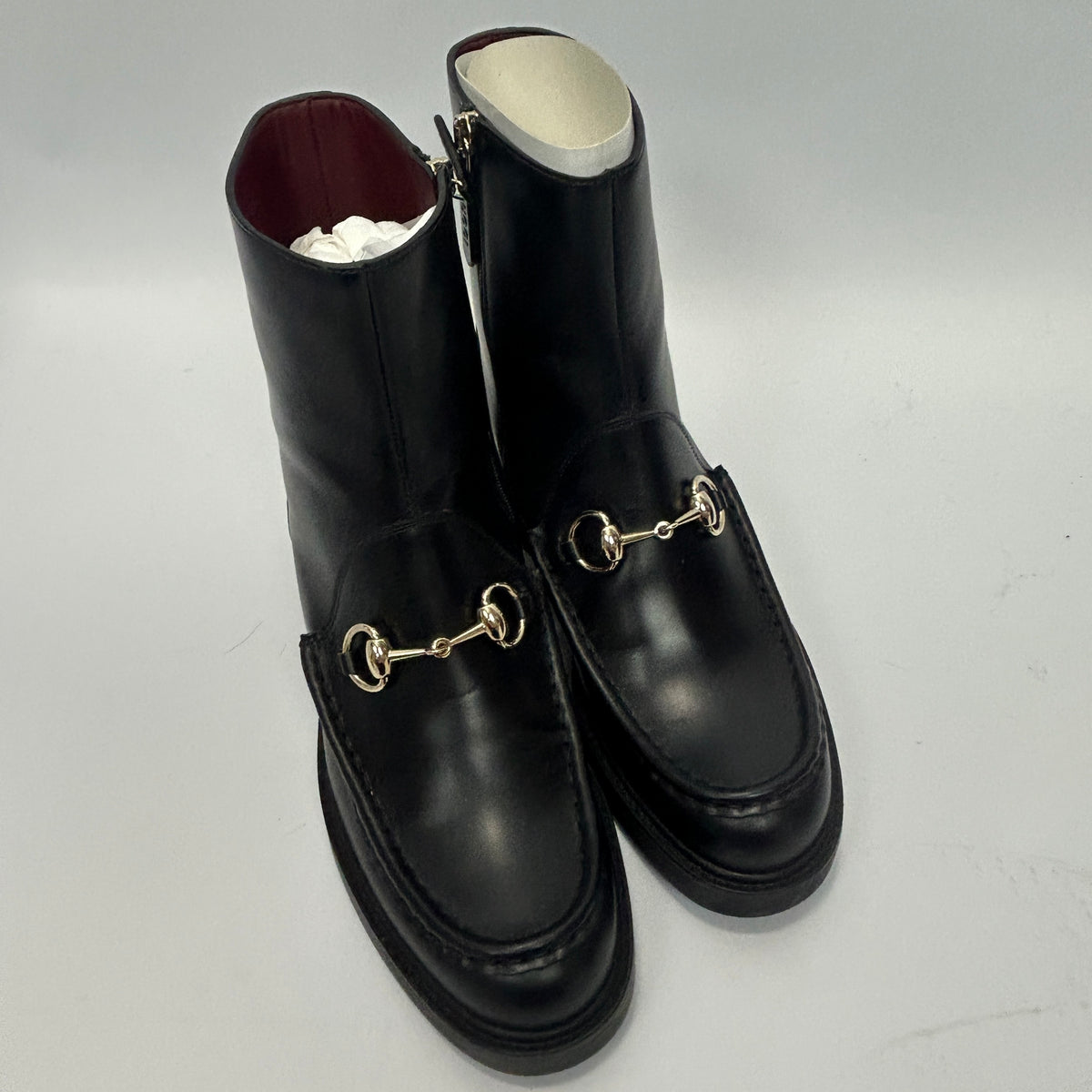 Gucci £1244 Black Horsebit Leather Ankle Boots 39