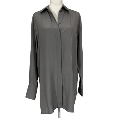 Joseph Brand New Pearl Grey Bene Longline Silk Shirt S