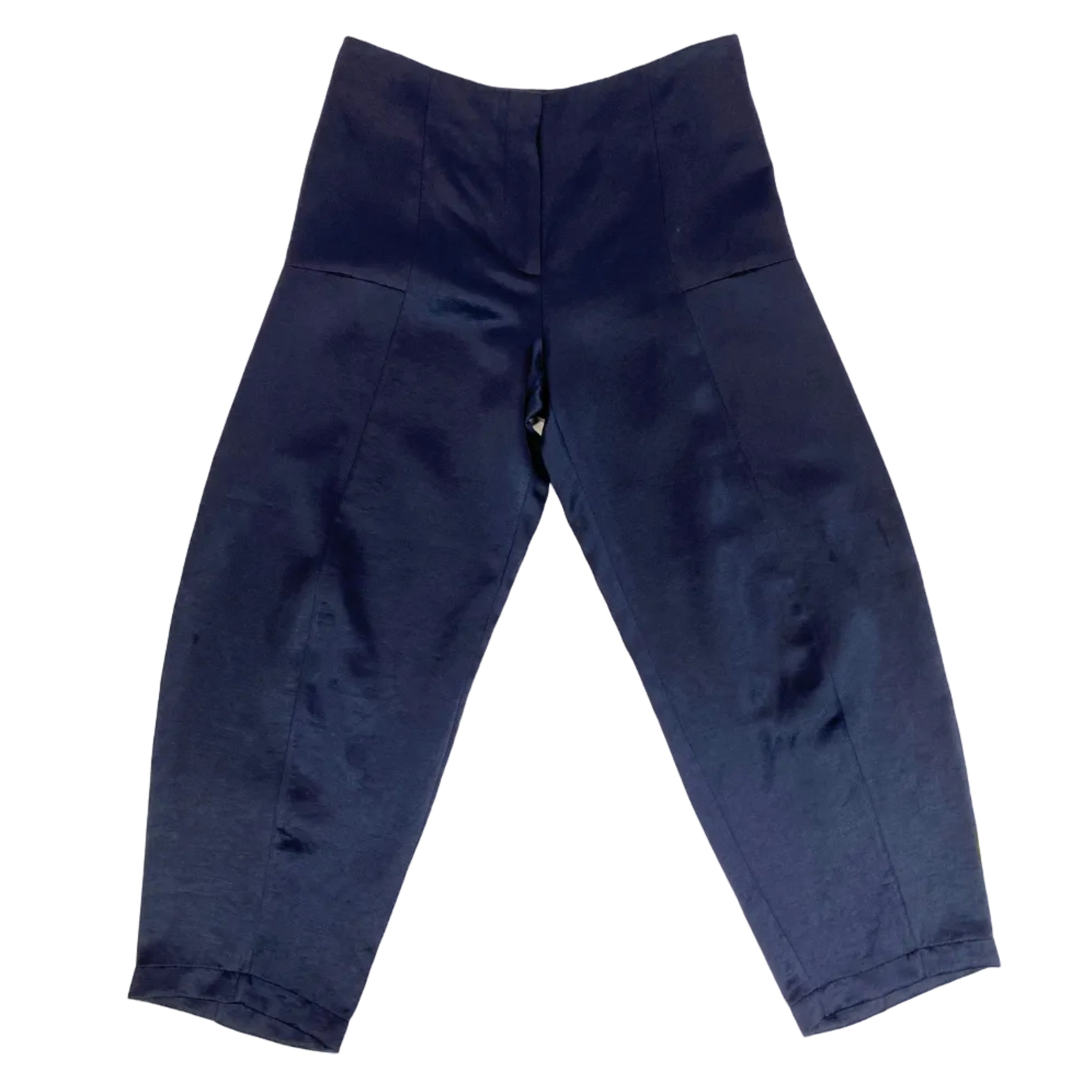Zero + Maria Cornejo £500 Navy Satin Crop Pants XXS