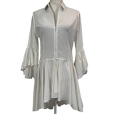 Anne Fontaine £395  Ivory Superfine Cotton Peplum Blouse M