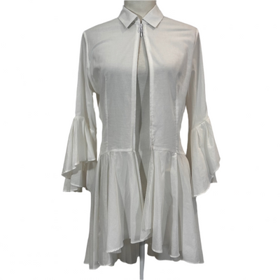 Anne Fontaine £395  Ivory Superfine Cotton Peplum Blouse M