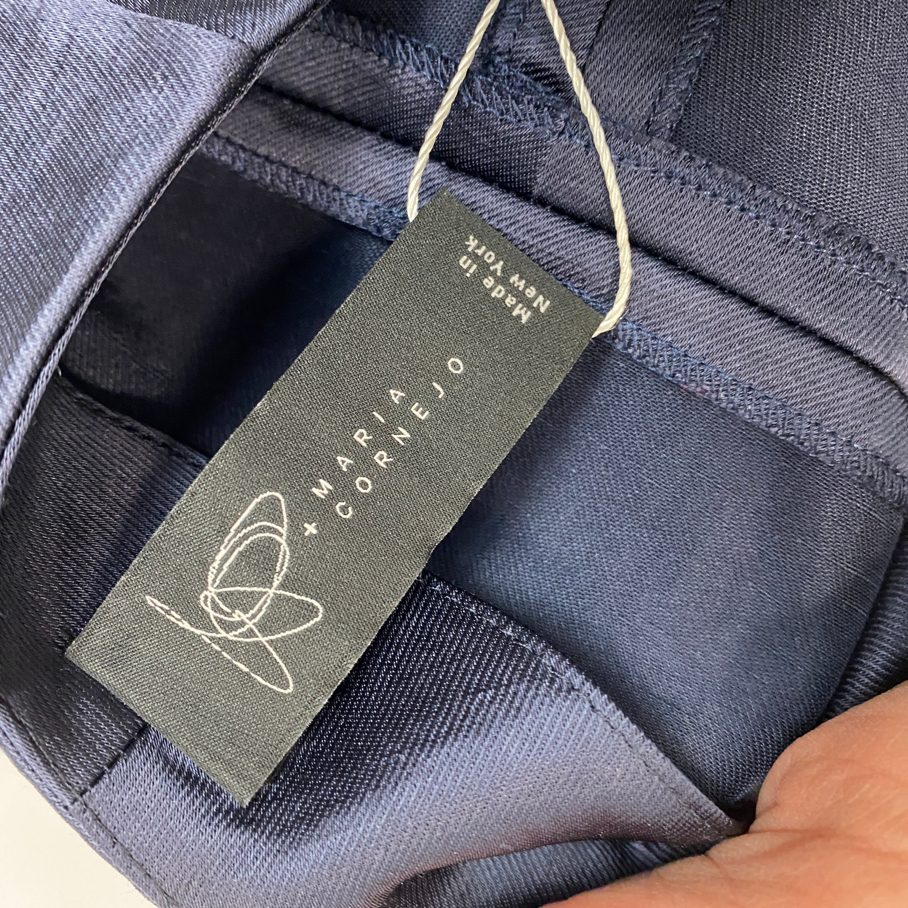 Zero + Maria Cornejo £500 Navy Satin Crop Pants XXS