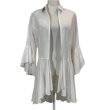 Anne Fontaine £395  Ivory Superfine Cotton Peplum Blouse M