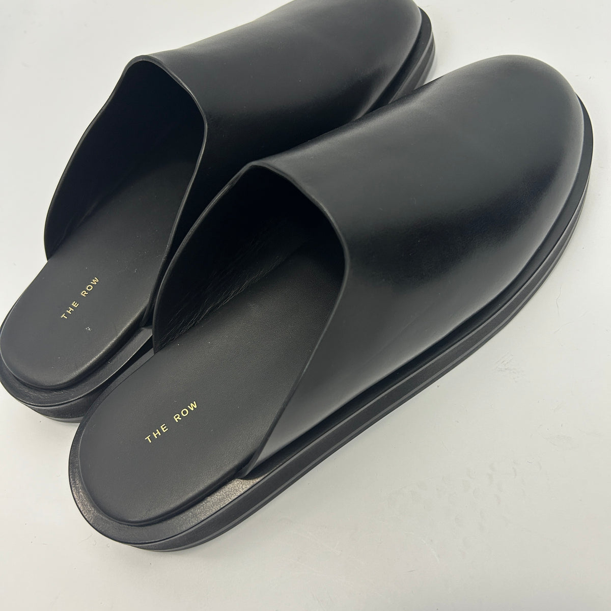 The Row New £950 Black Sabot Smooth Calfskin Mules 40