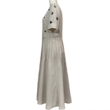 Bottega Veneta Butterfly Embroidered Ivory Crepe Midi Dress M