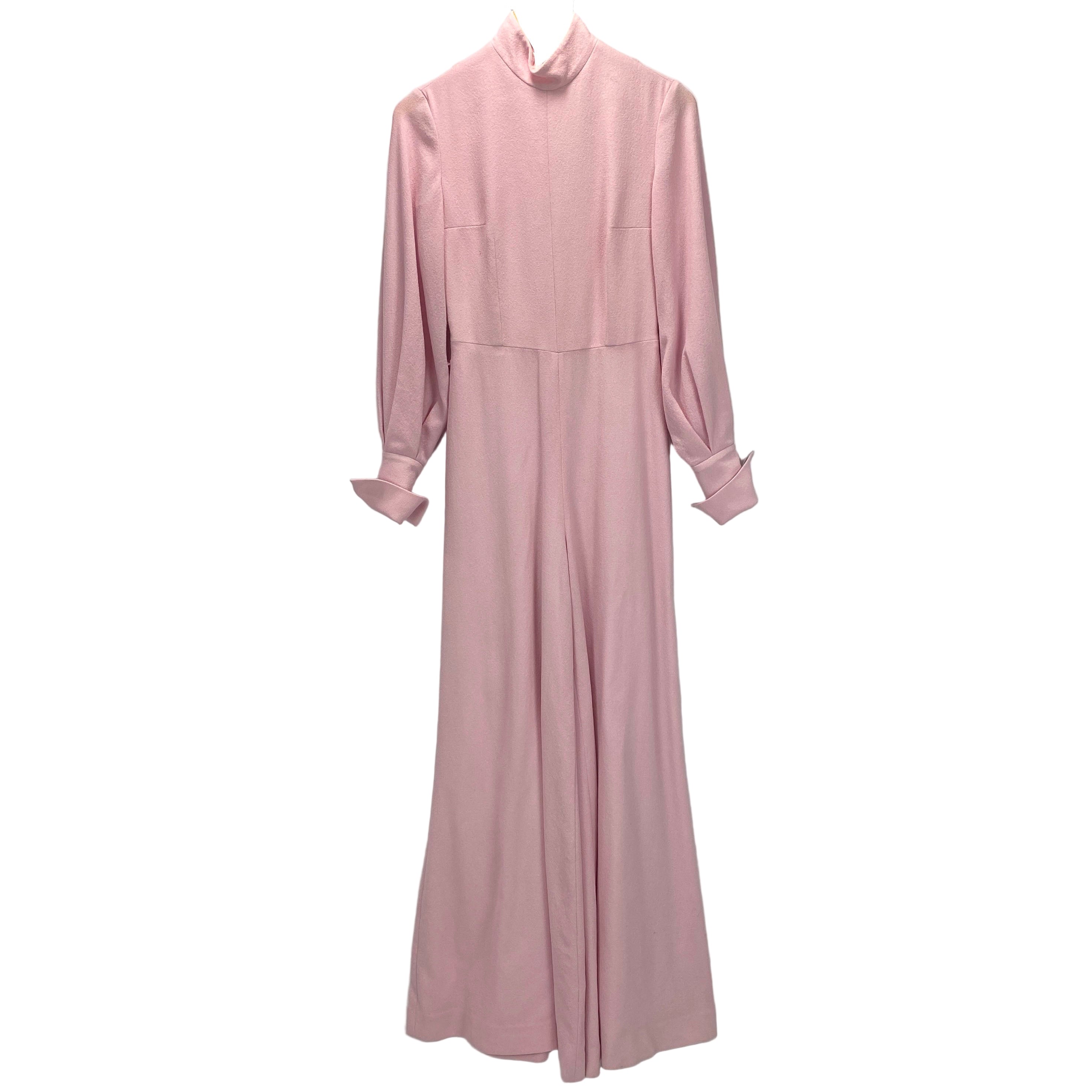 Emilia Wickstead Pink Crepe Turtleneck Jumpsuit XS