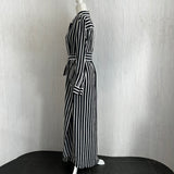 Marie France Van Damme Black & White Stripe Silk Maxi Shirtdress M