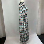 Stine Goya Blue & Pink Striped Skater Maxi Dress XL