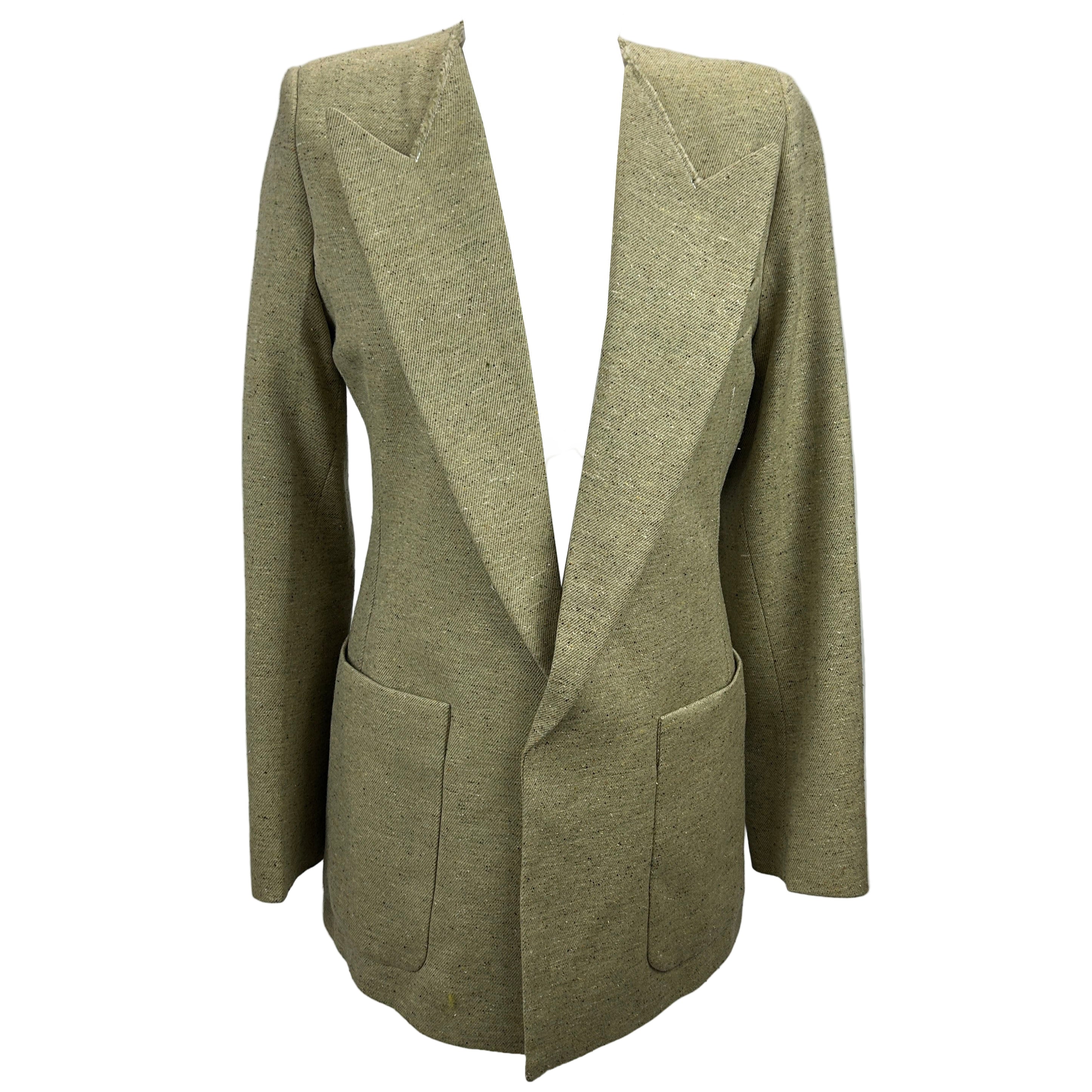 Victoria Beckham £990 Light Khaki Donegal Tweed Jacket XS
