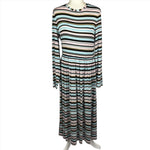 Stine Goya Blue & Pink Striped Skater Maxi Dress XL