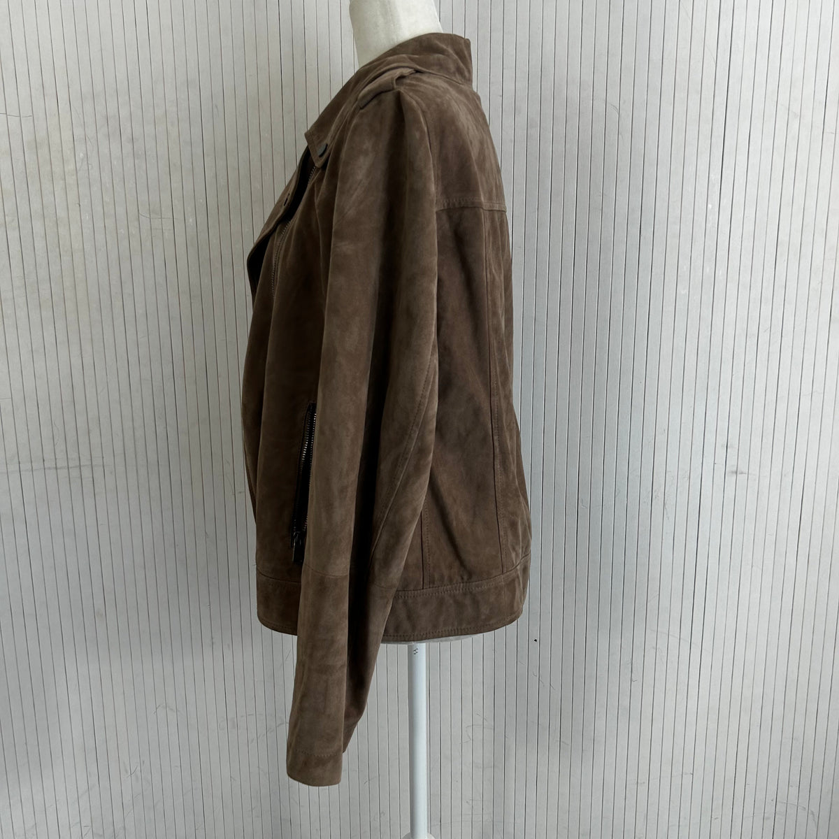 Brunello Cucinelli £4850 Cocoa Supersoft Suede Biker Jacket L