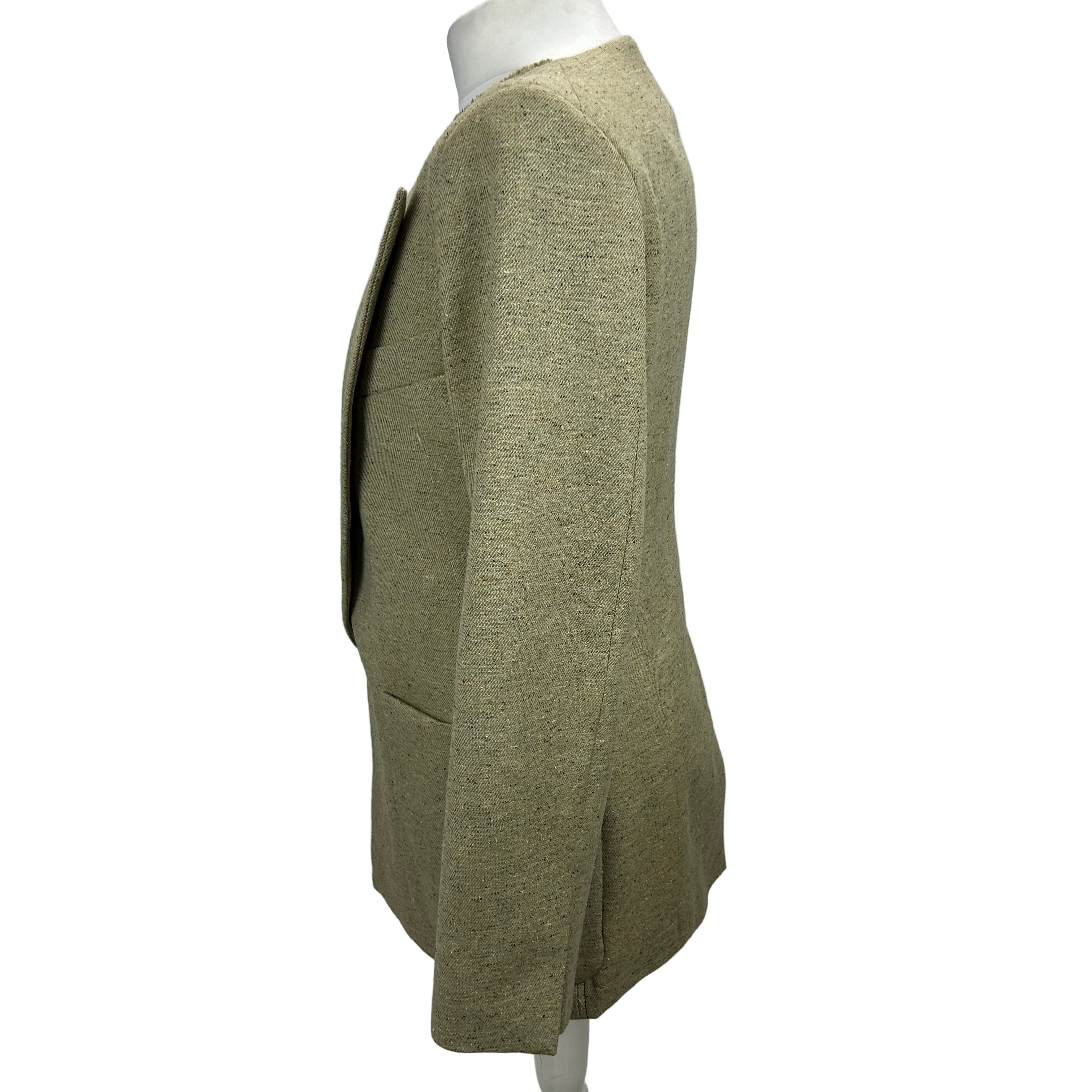 Victoria Beckham £990 Light Khaki Donegal Tweed Jacket XS