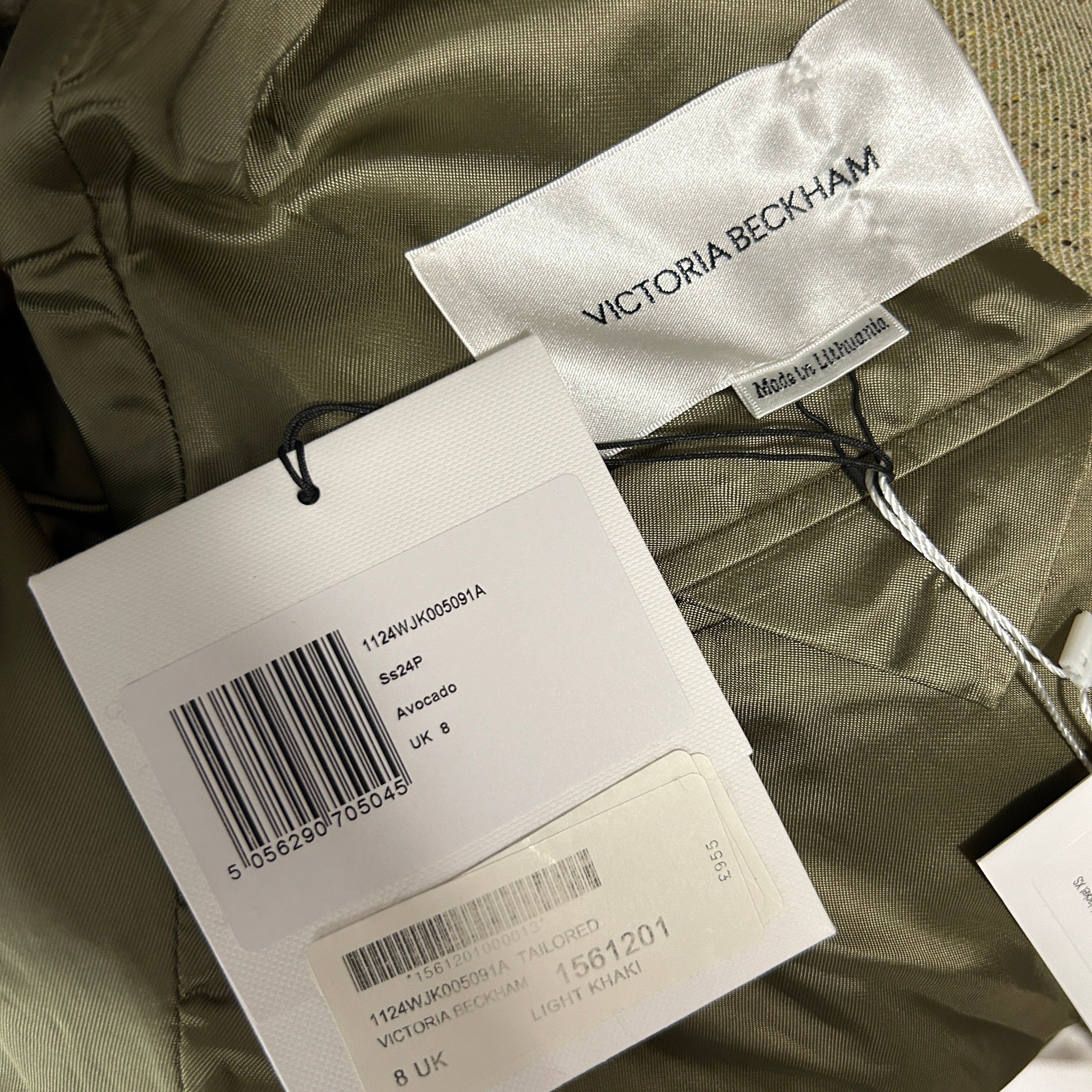 Victoria Beckham £990 Light Khaki Donegal Tweed Jacket XS