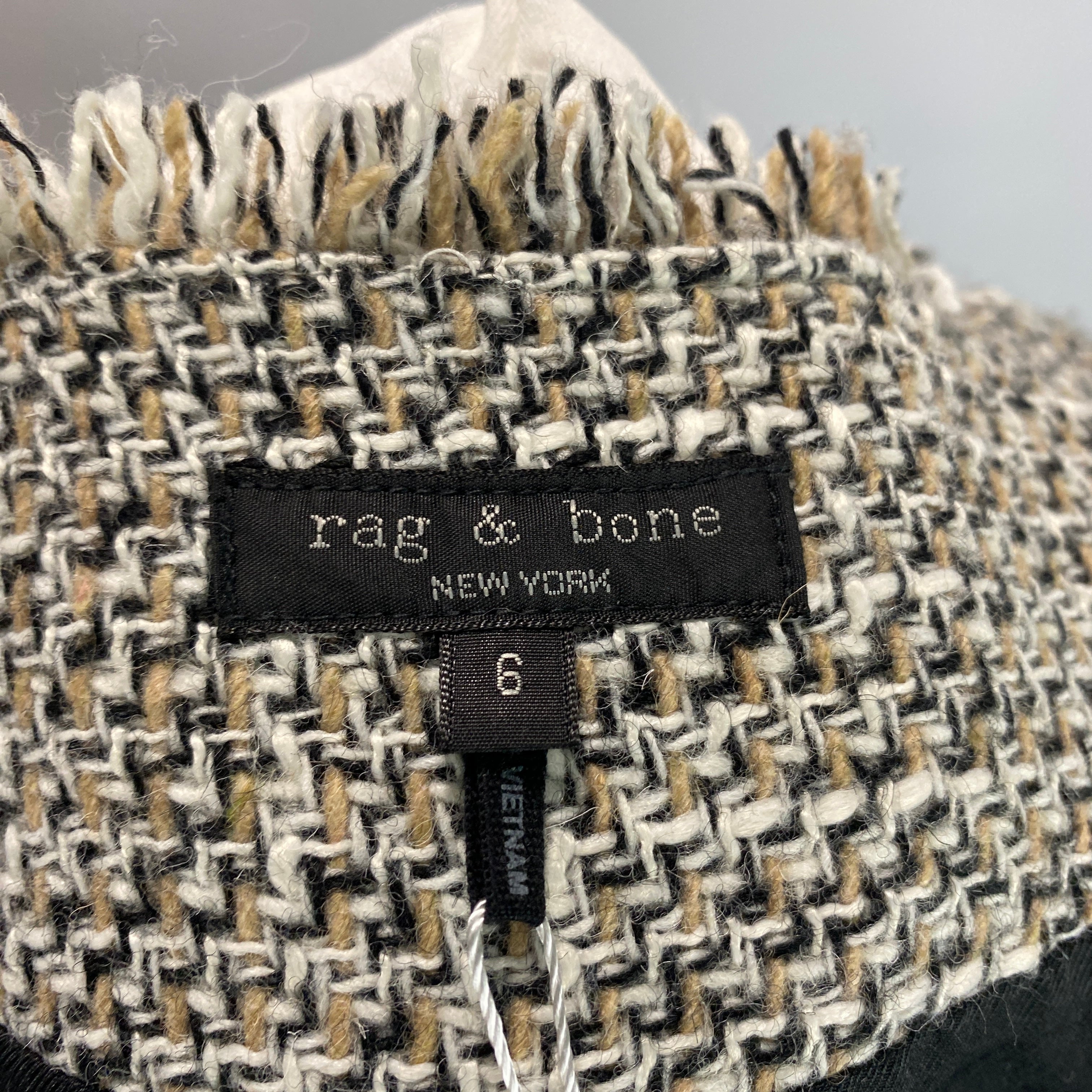Rag & Bone £495 Camel & Ivory Carmen Tweed Jacket S