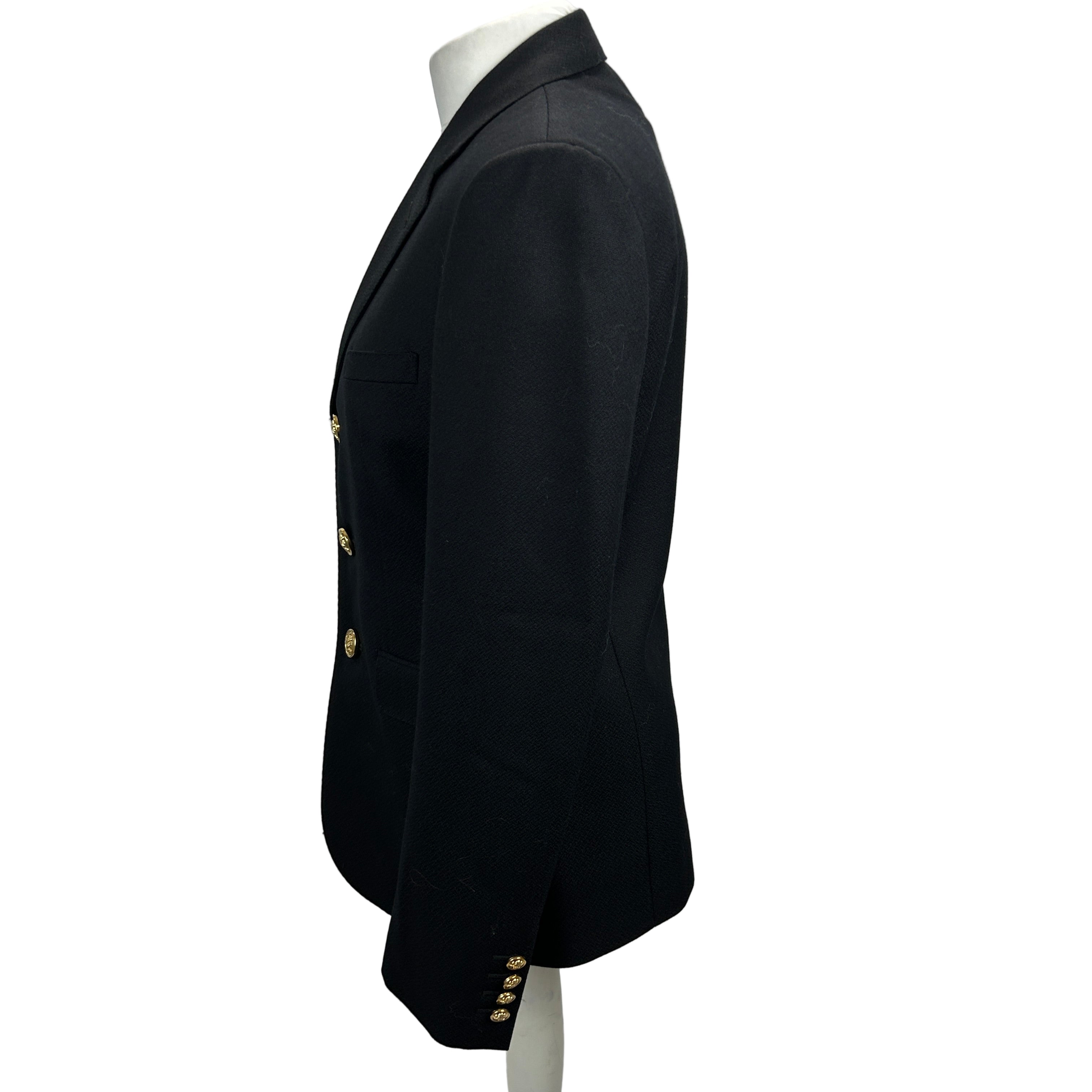 Saint Laurent New Black Wool Gold Button Blazer S